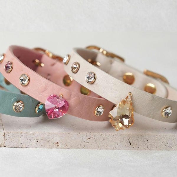 Swarovski Crystal Leather Dog Collar | Handmade Luxury Pet Accessory