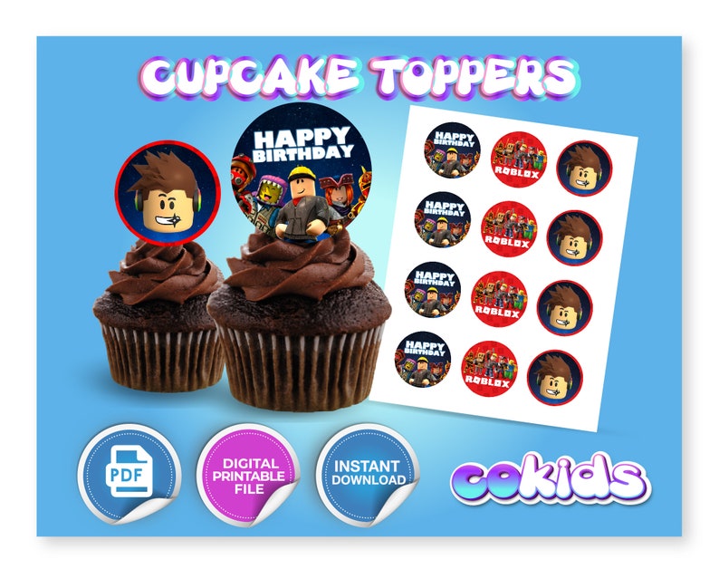 Roblox Cupcake Topper. Roblox Birthday Party. Printable Etsy