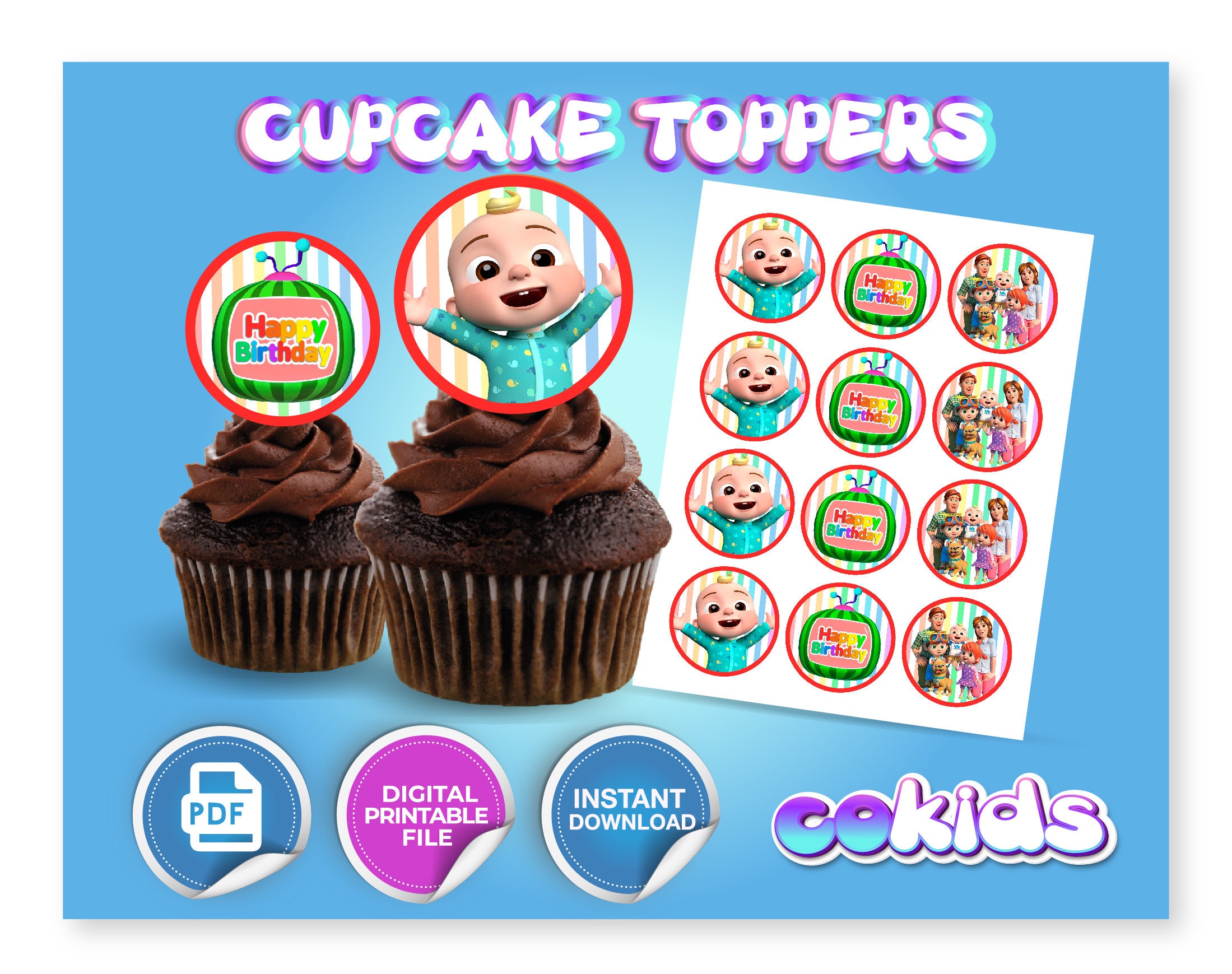 Cupcakes Toppers. Birthday Party. Etsy