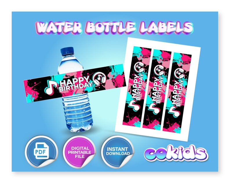Tik Tok Water Bottle Labels. Tik Tok Birthday Party. Party Etsy UK
