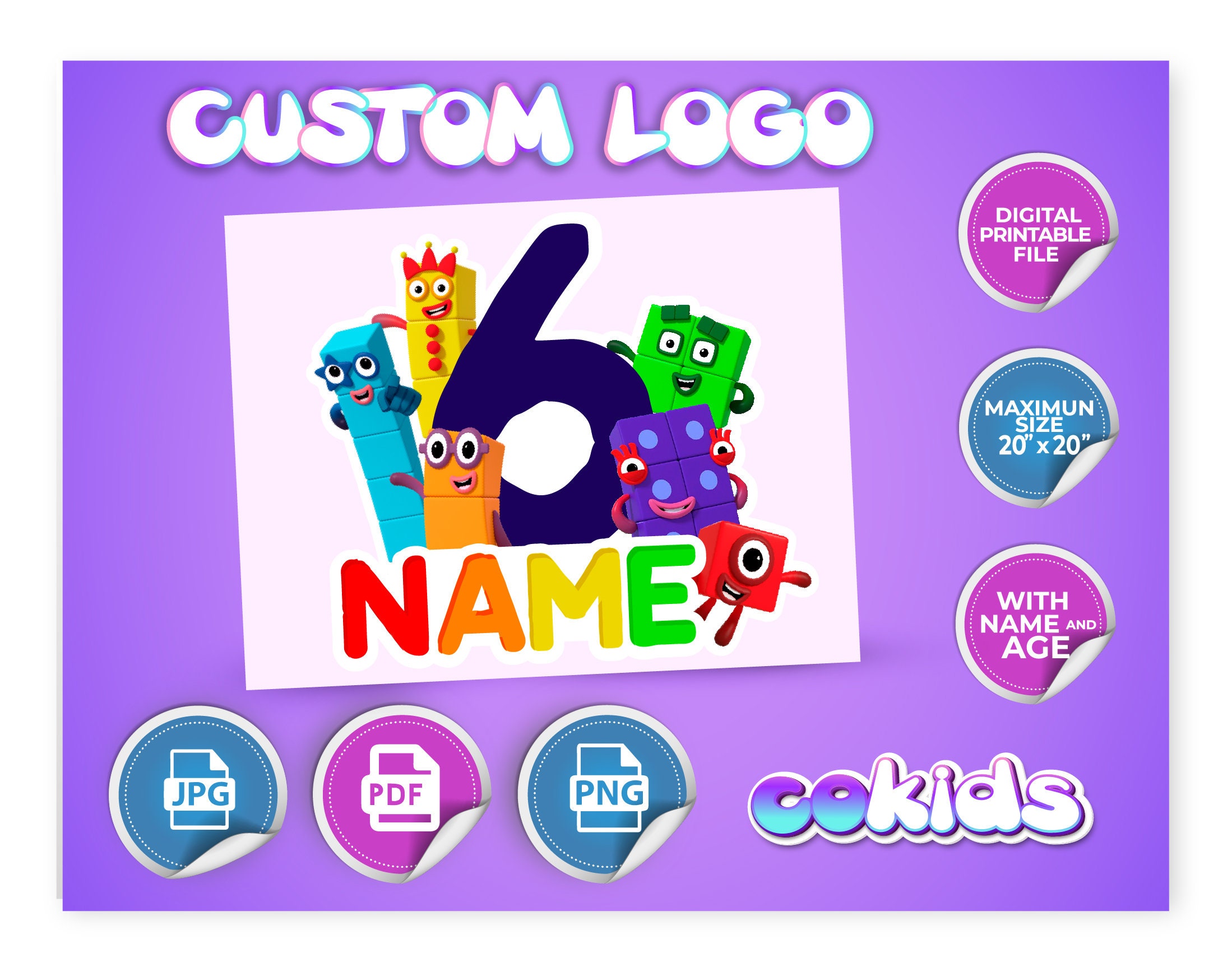 Numberblocks Custom Logo Numberblocks Custom Logo With Name Etsy