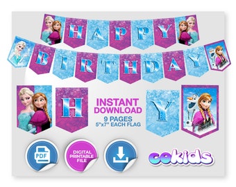 frozen birthday banner printable etsy