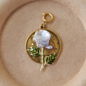 White Rose Pearl Pendant Handmade with fresh water pearls image 5