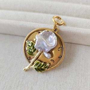 White Rose Pearl Pendant Handmade with fresh water pearls image 1