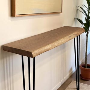 Mesa consola grande con patas de horquilla (con borde envejecido) - tamaño personalizado*