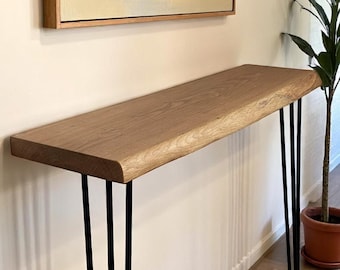 Large console table with hairpin legs (with live edge) - made to order*