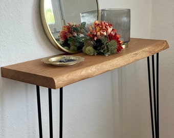 Grande table console avec pieds en épingle à cheveux (avec bordure forestière)