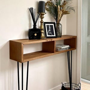 Solid oak console table with storage | Custom-sized hallway table | Console table | Sideboard | Hairpin legs | Handmade