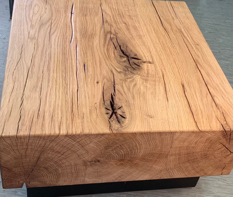 Coffee table made of oak solid wood rustic image 2