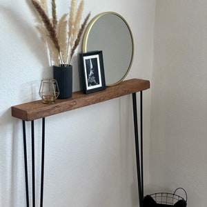 Console table with hairpin legs (with a slight scalloped edge)