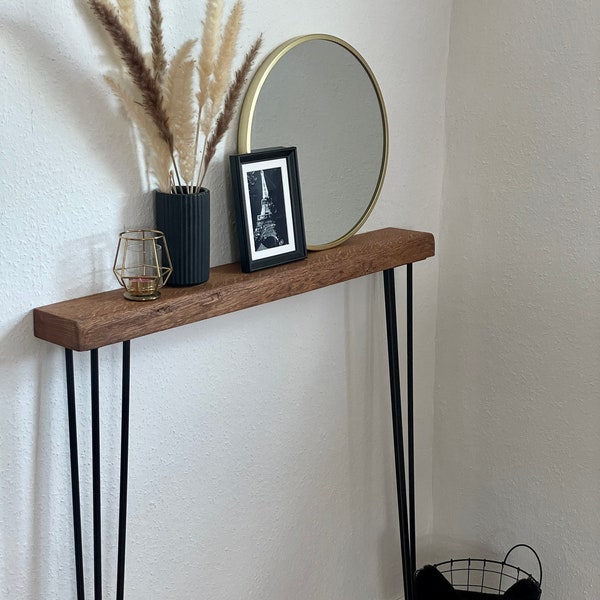 Table console avec pieds en épingle à cheveux (avec un léger bord festonné)