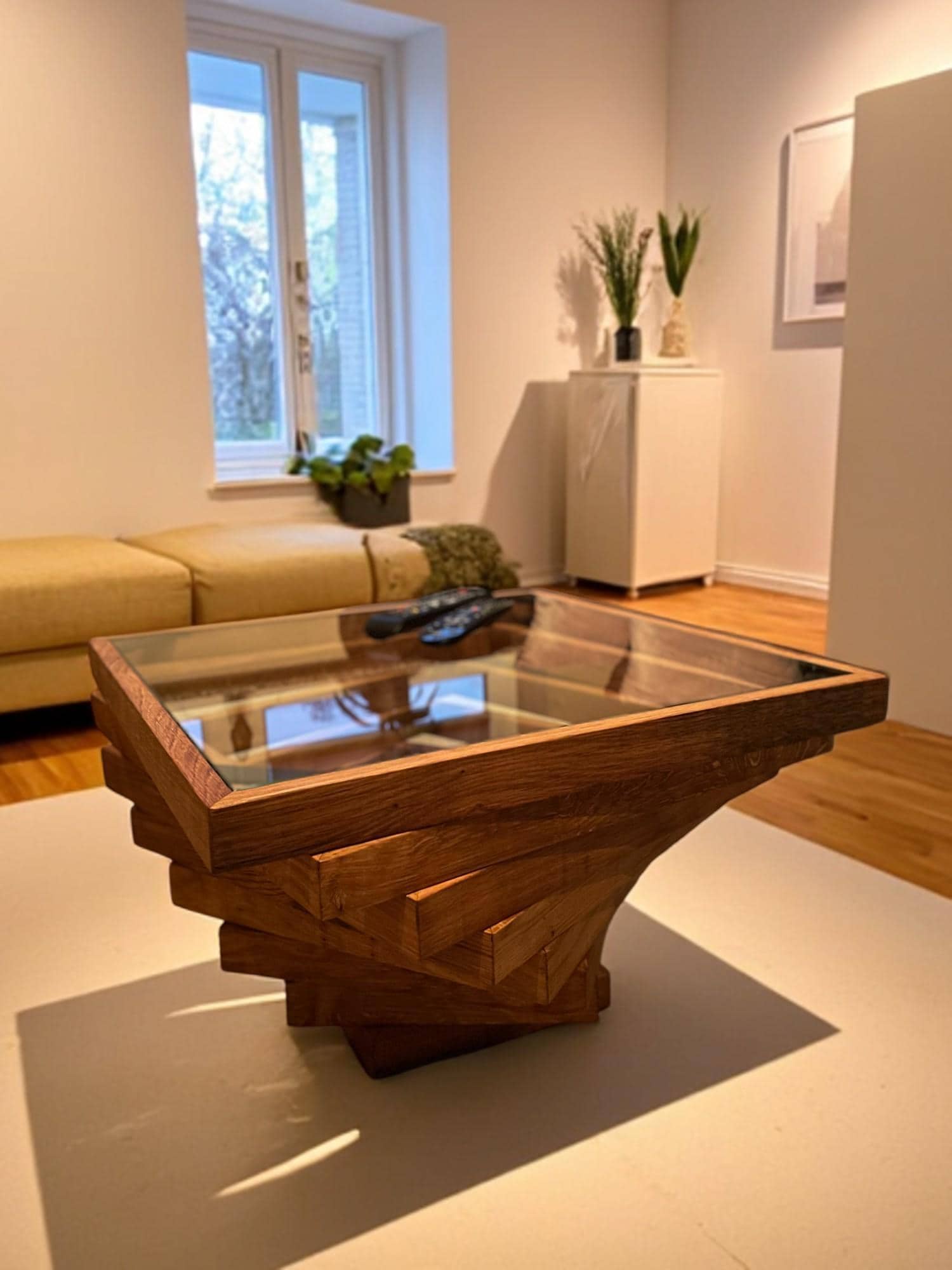 Oak Coffee Table - Twistoak - With Safety Glass - Etsy UK