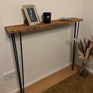 Table console étroite avec pieds en épingle à cheveux avec bordure forestière image 2