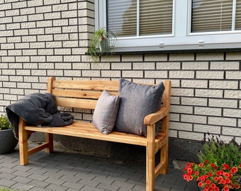 Garden bench made of local larch - Free engraving with your desired text