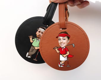 Etykieta na torbę golfową z motywem kreskówkowym, spersonalizowana torba na tee, niestandardowy uchwyt na tee, akcesoria golfowe, prezent golfowy dla mężczyzny, niestandardowa torba golfowa