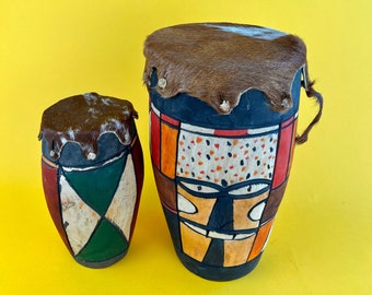 Swazi Drums – Handmade, African Artwork, Authentic Cow Hide, African Drums, Tribal Art, Home Décor, African Musical Instrument