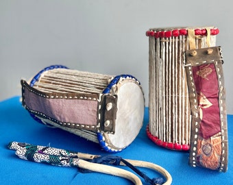 Traditional Talking Drum – African Art, Handmade, Leatherwork, African Drum, Goat Skin, Music Art