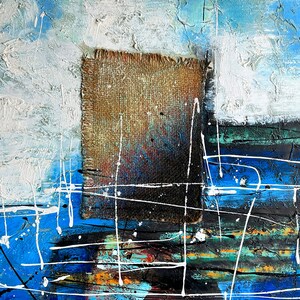 Modern Mixed Media Abstract – Textured Acrylic Painting, Office Wall Art, Home Wall Decor, 3D Painting, Ocean-inspired abstract, Minimalist