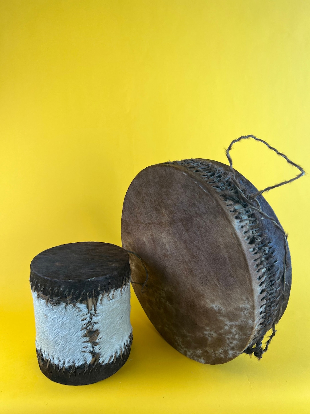 Traditional Zulu Drums Handmade, African Artwork, Authentic Cowhide, African Drums, Tribal Art