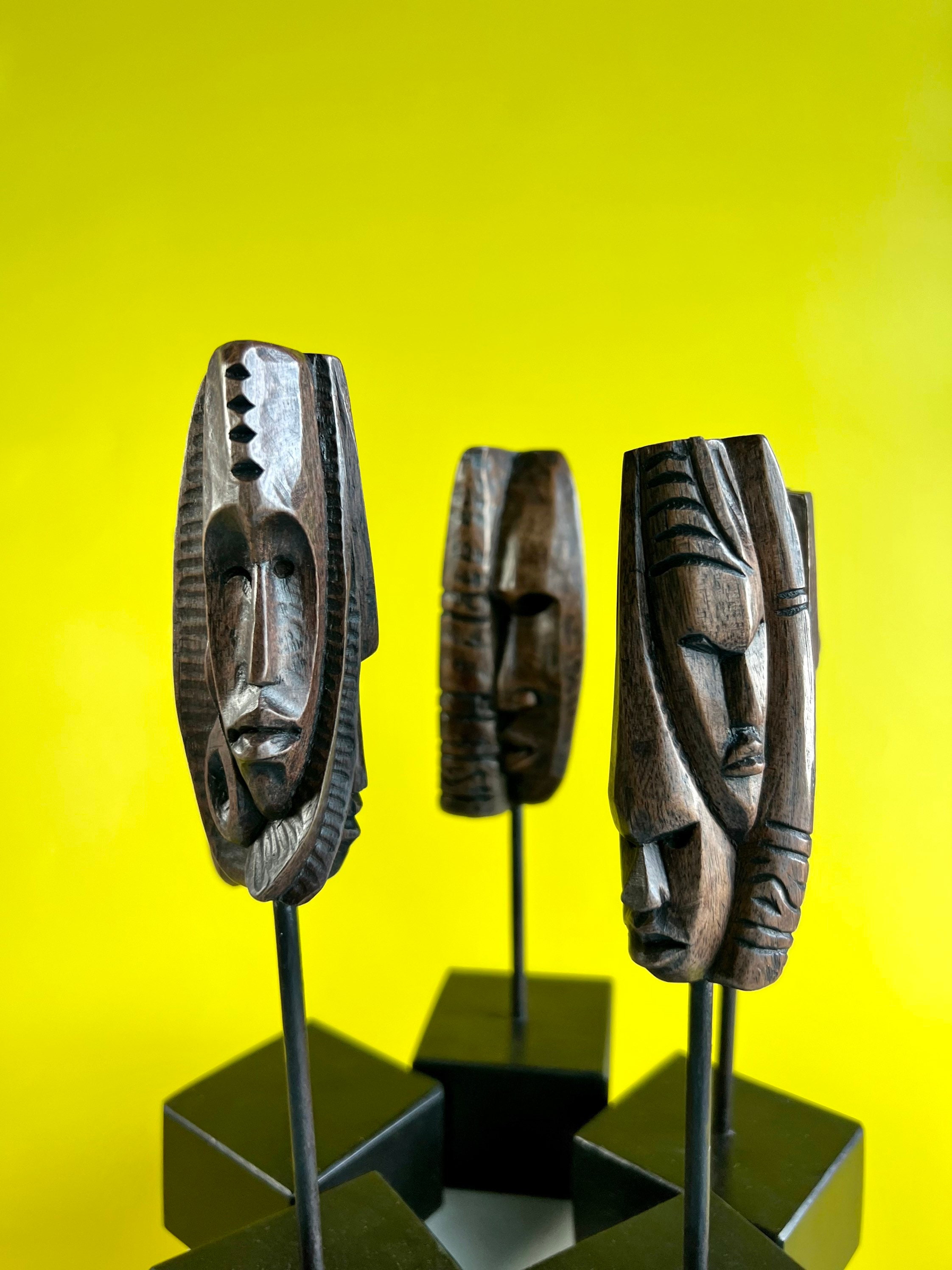  African Tribal Mask Artifact Display Stand, Holder, TA