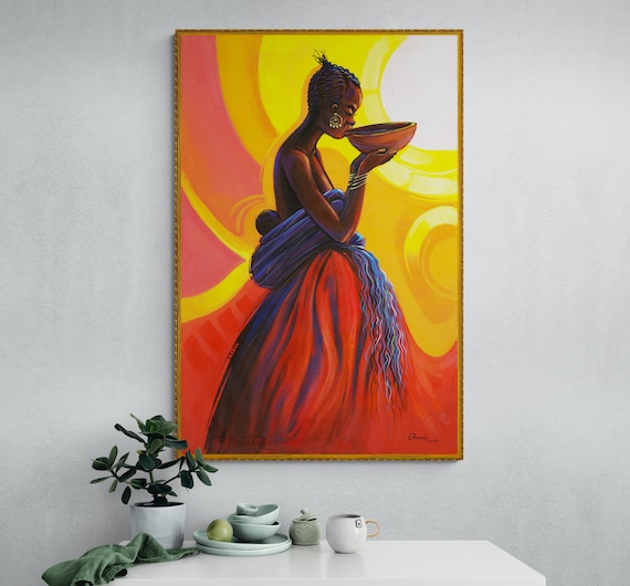 African Mother Art – Calabash, Acrylic Painting, Wall Decor - Etsy