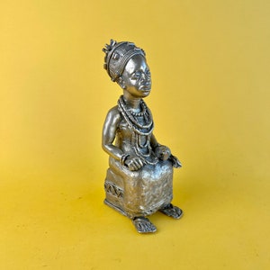 Benin Bronze Sculpture of Queen Idia: African Art, Vintage, Home Décor, Tabletop, African Fashion