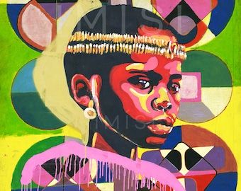 Past Africa – Original Painting, Acrylic, African Wall Art, Home Decor, Office Decor, Contemporary, Traditional Art, Colorful Painting