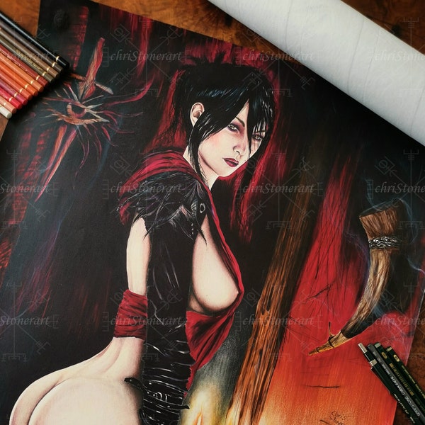 Morrigan - Traditional custom art - Original or Print