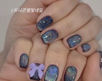 Holographic metallic chrome laser Nail design press on nails