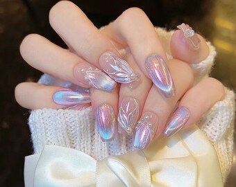 Dream mermaid| Holographic Gel Nail Polish Universal Rainbow Cat Eye three-dimensional hand painting Aurora Fairy nail