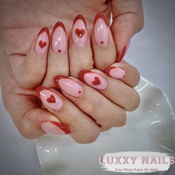 Buy Vday Nails Valentines Day Nails Pink Nails Romantic Nail Online in  India - Etsy