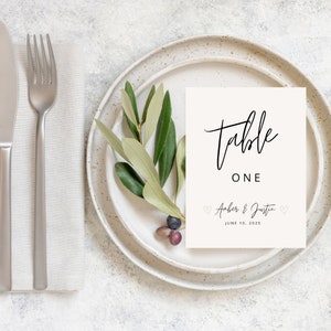 Modern Elegant Wedding Table Numbers Template, Wedding Template Canva, Modern Table Numbers Template, Elegant Wedding Table Numbers