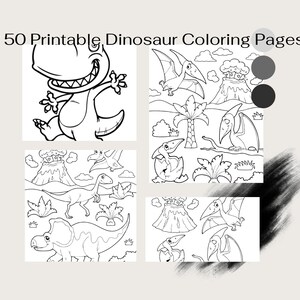 50 Printable Dinosaur Digital Coloring Pages - Coloring Pages for Kids ...