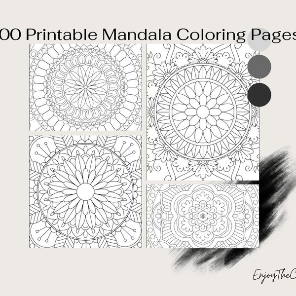 100 Printable Mandala Digital Coloring Pages - Coloring pages for teen and adult l Relaxation Meditation & Stress