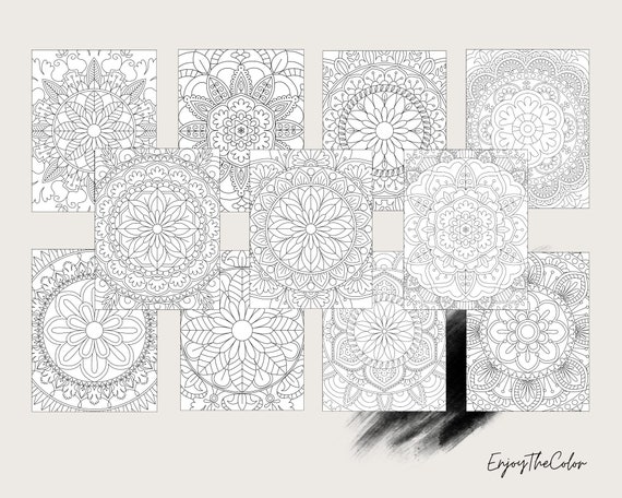 5 Printable, Mandala ,adult, Coloring Pages, Floral, Easy