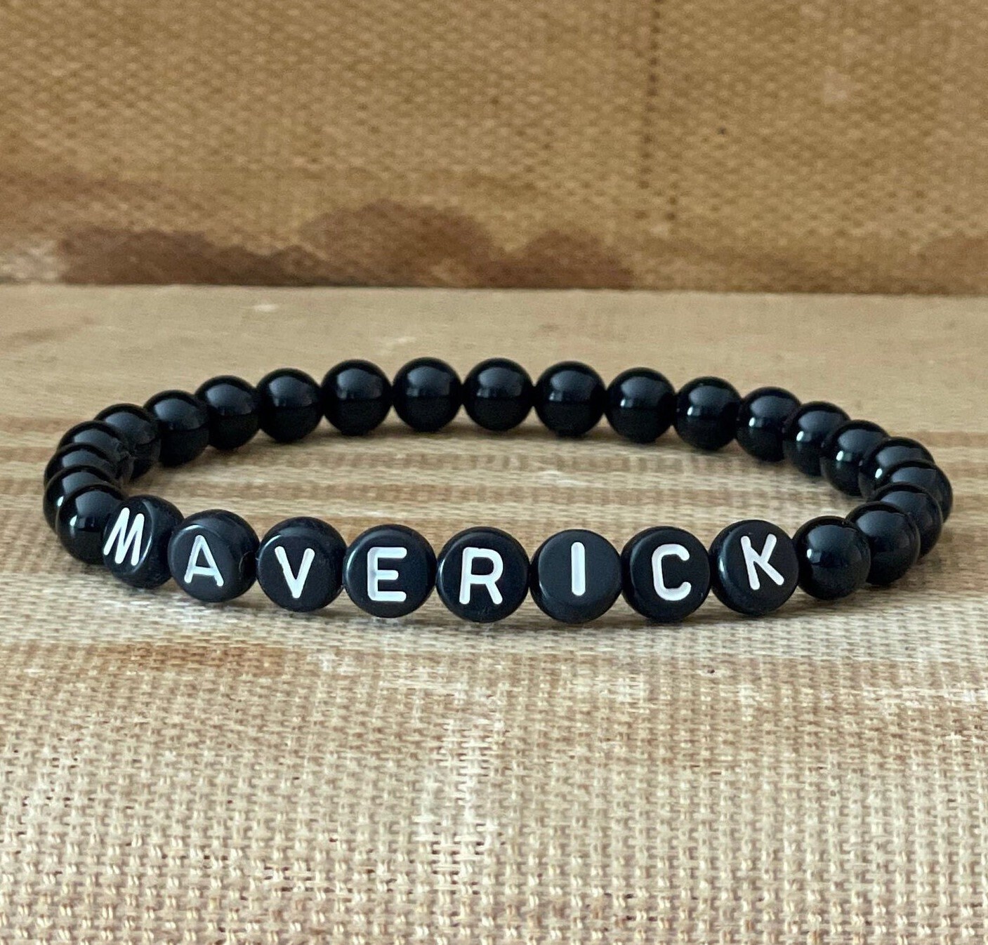 Mens bracelet with name beads sale