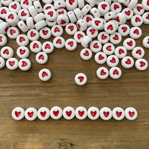 Letter Beads for Jewelry making Flat Bead, Heart Beads, Number Beads, Star Beads, 123 Beads, Initial Beads, ABC Beads, Alphabet Beads 7mm