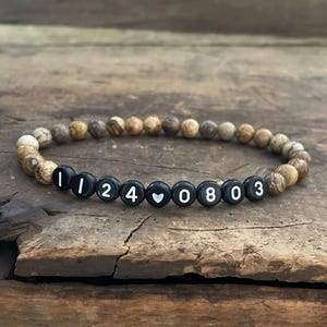Date Bracelet for men, Personalized Date Bracelet, Custom Couple Bracelet, Custom Number Bracelet, Bracelet for Anniversary gift for Her