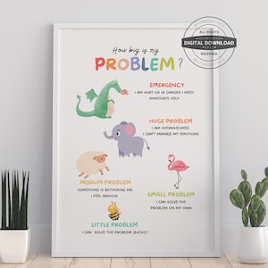 How Big Is My Problem Poster, Size Of The Problem, Anxiety Relief, Calm Down Corner, Counseling Poster, Therapy Office, Digital Download
