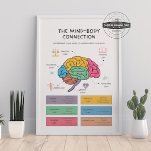The human brain poster | Brain Anatomy, Mind Psychology, Therapy Office Decor, Mental health, CBT, Counselor office decor, School Counselor