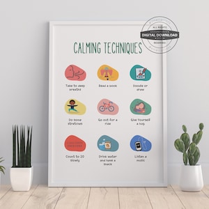 Calming Technique | Office Decor, Therapy Office, School Counselor, Therapist Wall Art, Counseling Poster, School Psychologist, Gifts