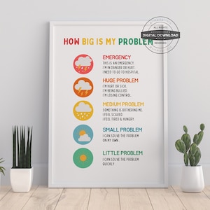 How Big Is My Problem Poster, Size Of The Problem, Anxiety Relief, Calm Down Corner, Counseling Poster, Therapy Office, Digital Download