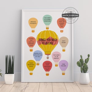 Things to Let Go Of Anxiety Release Mental Health Poster Coping Skills Poster Therapist Office Decor Mindfulness Poster Educational Therapy