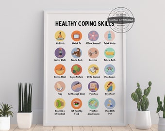 Healthy Coping Skills Poster | Therapy Office Decor (Digital Download)