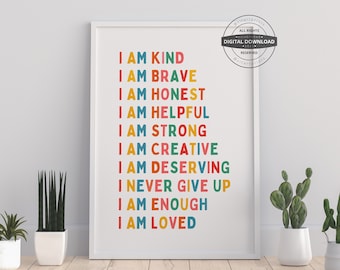 Mental Health Poster: Therapy Office Decor, Affirmations Art (Digital Download)