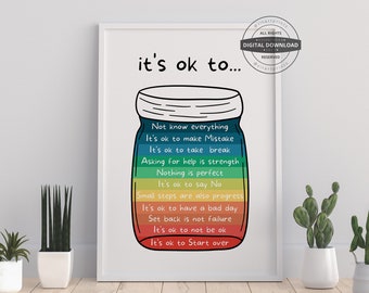Feelings Jar Poster | Therapy Office Decor School Counselor Counseling Poster Anxiety Relief Social Psychology Mental Health Emotion Prints