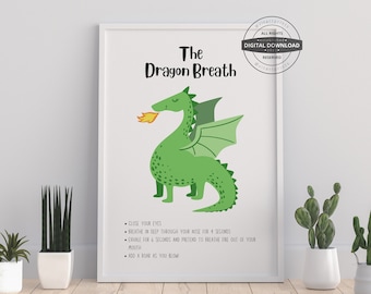 Dragon Breath Grounding Technique Poster | Therapy Office Decor (Digital Download)