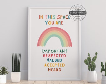 Therapy Office Decor | Therapy Office Decor School Counselor Counseling Poster Anxiety Relief Social Psychology Mental Health Rainbow Art