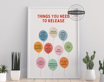 Mental Health Poster: Things to Release - Therapy Office Decor (Digital Download)
