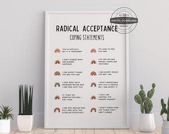 Radical Acceptance Coping Statements Poster | Therapy Office Decor (Digital Download)